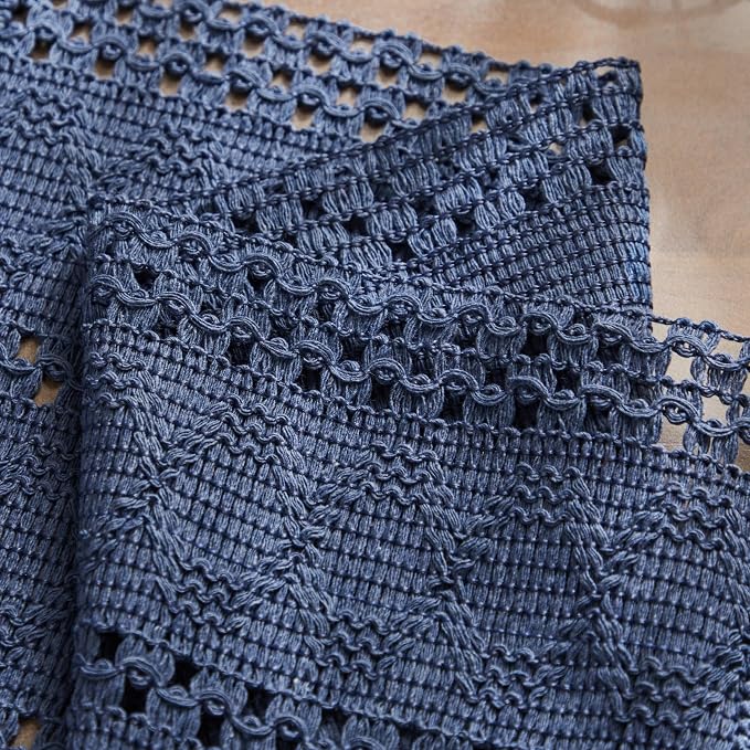 ZeeMart Macrame Style Boho Placemats Set of 6, Dusty Blue 12x20 Inch | Decorative Farmhouse Table Mats, Natural Cotton Woven Place Mats, Bohemian Home Decor for Kitchen Dining Table