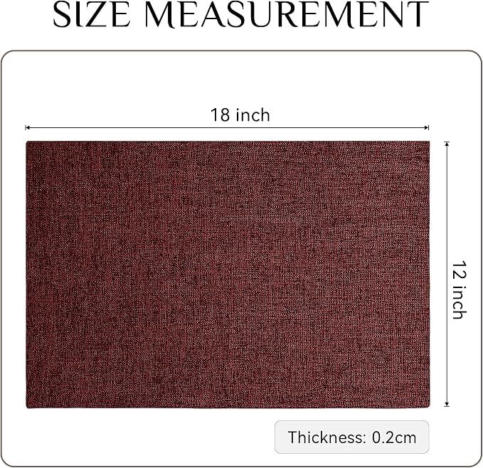 Softalker Faux Linen Placemats Set of 4-12 x 18 Inch, Heat Resistant Double Layered Durable Burlap Farmhouse Place Mats, Non-Slip Washable Rustic Table Mats for Dining, Kitchen, Party（Red