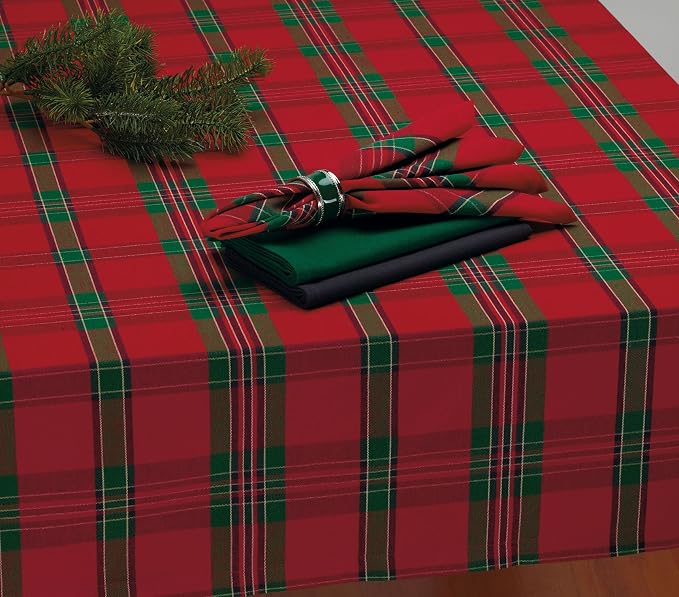 DII Farmhouse Christmas Plaid Dining Table & Kitchen Décor, Holiday Napkin Set, 18X18, Red & Green, 6 Count