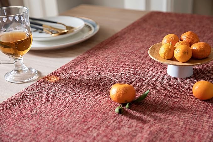 ZeeMart Burlap Style Farmhouse Table Runners 72 Inches Long, Red Rustic Woven Dining Table Runner for Everyday Use, 14x72 Inches, Red