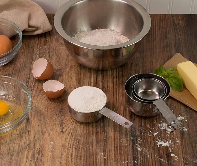 Mrs. Anderson’s Baking Measuring Cups, Engraved Measurements for Liquid or Dry Ingredients, Stainless Steel, 4-Piece Set
