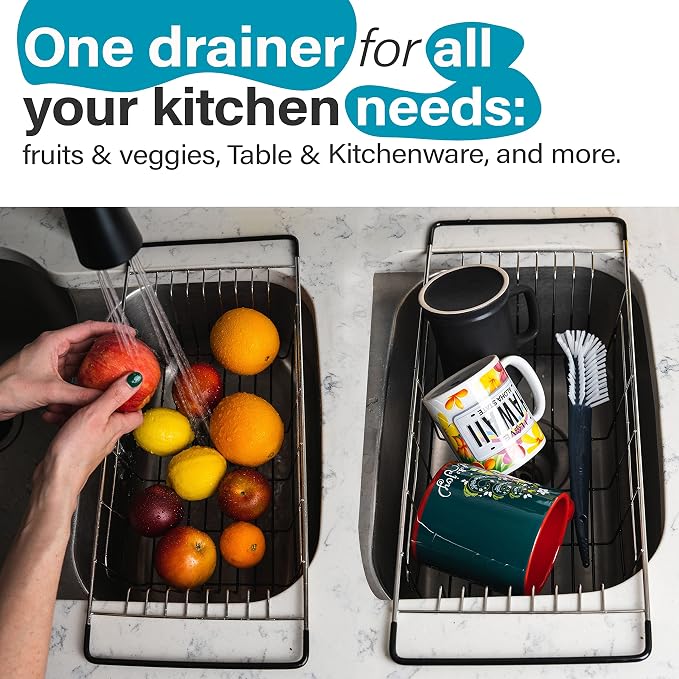 Better Houseware Over Sink Dish Drying Rack Space-Saving Dish Rack for Kitchen Counter Stainless Steel 19.25 x 8.25 x 4.5