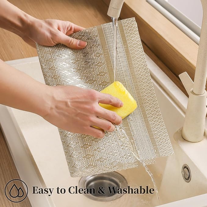 Leetaltree Stardust Yellow Placemats Set of 4 - Heat Resistant Non-Slip Place mats for Dining Table, Washable Durable PVC Vinyl Woven Table Mats（Stardust Yellow, 4）