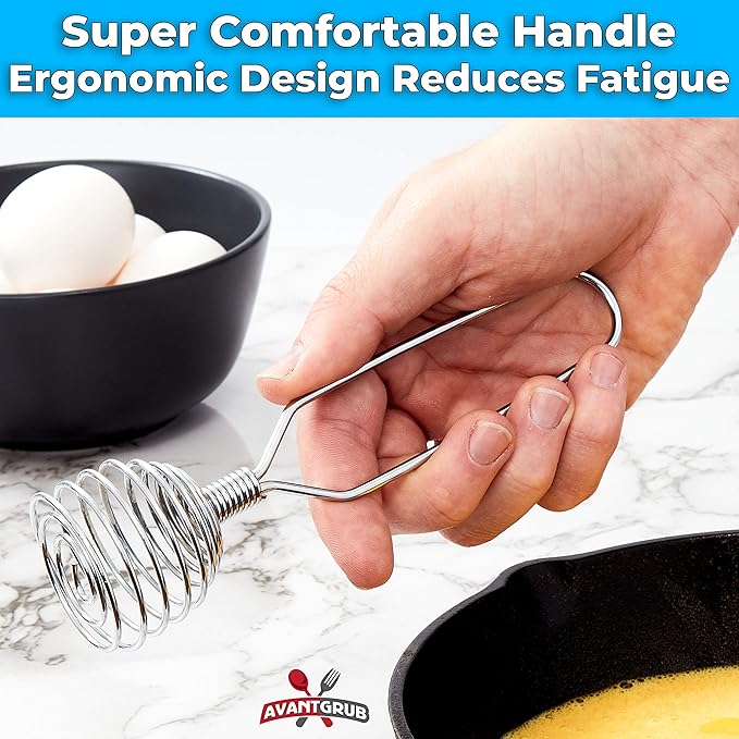 Chef Grade, Extra Strong 8 Inch French Coil Whisk 2 Pk. Best Metal Galaxy Kitchen Whisks for Mixing Gravy. Perfect Stainless Steel Spiral Hand Whip for Baking and Cooking. Great Egg Beater Wire Whisk