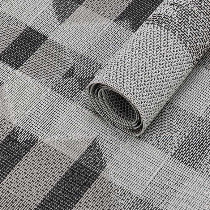 Winknowl Placemats Set of 4, Heat Resistant Stain Resistant Woven Vinyl Insulation Place mats, Durable Washable Elegant Table Mats for Kitchen Dining Table Decor (Geometric Gray)
