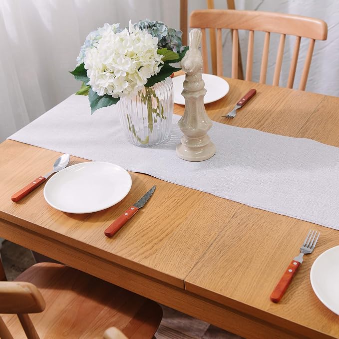 Soft Caddice Faux Linen Table Runner 2 Side for Family Dinners or Gatherings, Indoor or Outdoor Parties, Everyday Use (12 x 108, Seats 8-10 People), Beige