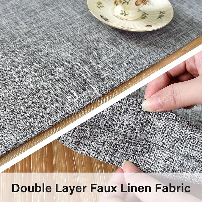 Farmhouse Rustic Faux Linen Table Runner Neutral Grey Table Runners Double Layer Reversible Rectangle Runners for Daily Use Kitchen Dining Banquet Holiday 13x36 Inch