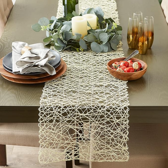 DII Woven Paper Tabletop Collection, Holiday & Event Decor, Table Runner, 14x72, Off-White
