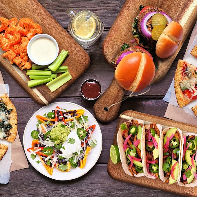 Irenare 18 Pcs Plain Cutting Board Set with Handles Laser Engraving Wooden Charcuterie Kitchen Serving Chopping Board Bulk for DIY Housewarming Mother's Day Gifts(Acacia,16 x 5 Inch)