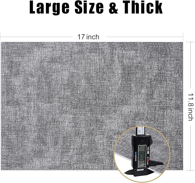 Homaxy Faux Leather Heat Resistant Placemats for Dining Table Set of 4, Waterproof Wipeable Washable PU Table Mats, Easy to Clean Anti-Slip Place Mats, 11.8" x 17", Black & White
