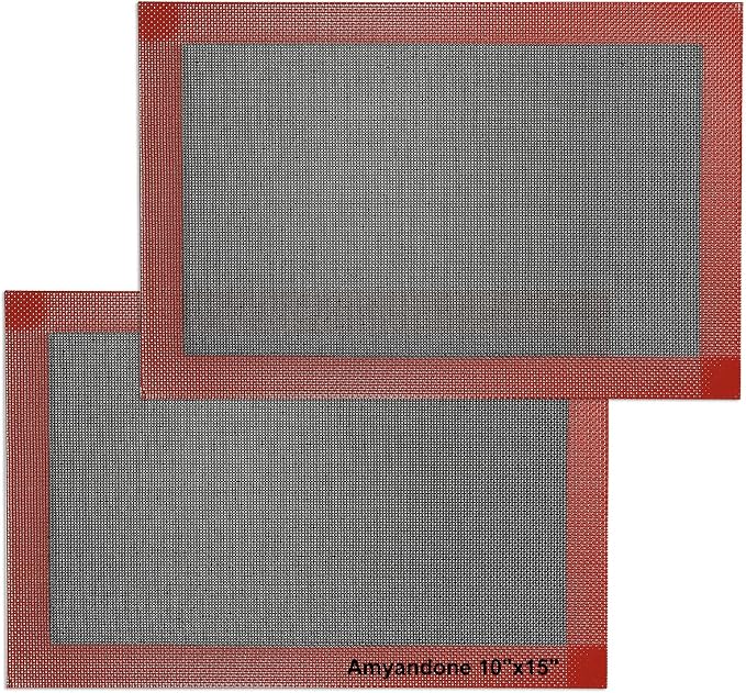 Perforated Silicone Baking Mat for Jelly Roll Pan, Non-Stick Eclair Baking Mat for 10 x 15-inch Tray Pan, 2 Pcs Mesh Cookie Sheet Liner for Homemade Bread, Sugar Cookie and Pastry