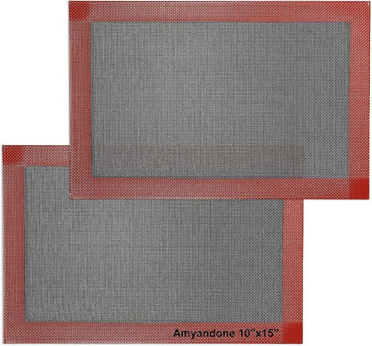 Perforated Silicone Baking Mat for Jelly Roll Pan, Non-Stick Eclair Baking Mat for 10 x 15-inch Tray Pan, 2 Pcs Mesh Cookie Sheet Liner for Homemade Bread, Sugar Cookie and Pastry