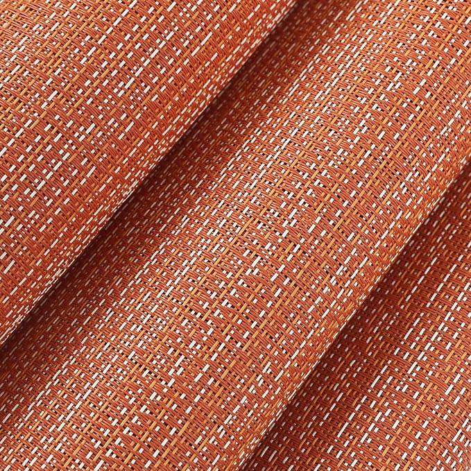 AHHFSMEI Placemats Set of 4 Washable Woven Vinyl Placemats for Dining Table Heat Resistant Non-Slip Stain Resistant Table Mats for Kitchen & Home Decor(Multi Orange,4)