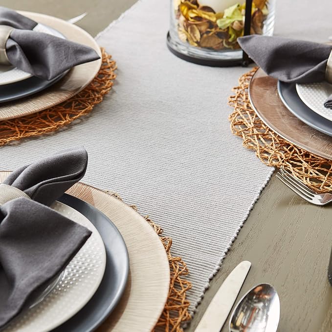 DII Woven Paper Tabletop Collection Holiday or Event Décor, Round Placemat Set, 15" Dia, Taupe, 6, Piece
