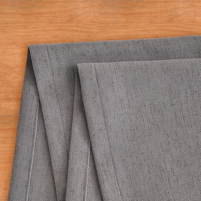 Wracra Linen Style Table Runner, Rustic Farmhouse Charcoal Grey Table Runners 108 Inches Long, Handcrafted Table Runner for Fall, Winter - Everyday Use and Machine Washable
