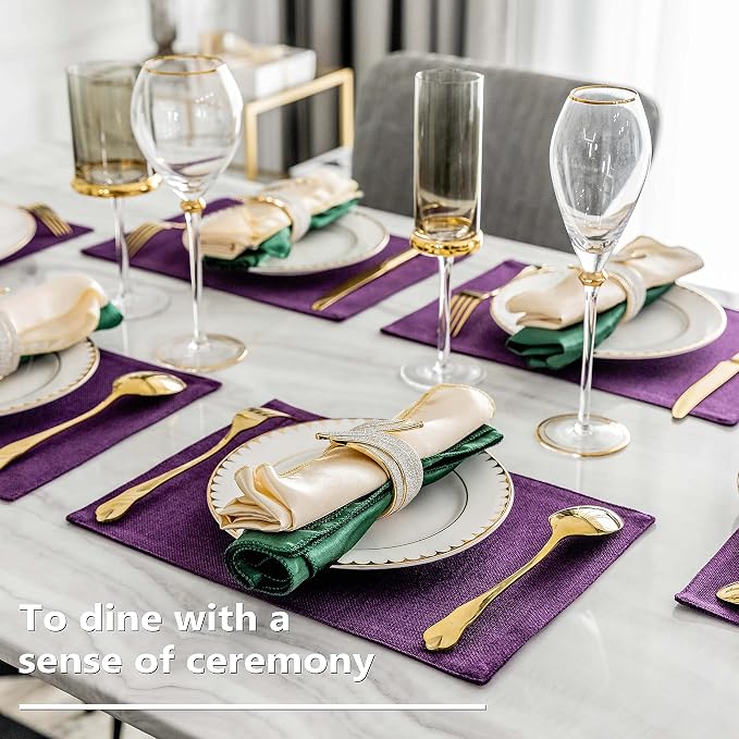 Home Brilliant Cloth Placemats Set of 4 Heat Resistant Dining Table Place Mats for Kitchen Table, 13 x 19 inches, Purple
