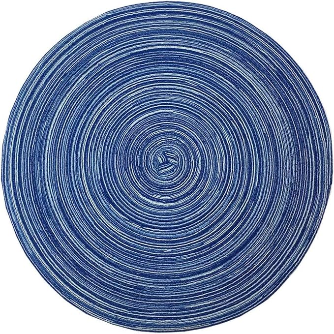 WAZAIGUR Red-A，Placemats,Round Placemats for Dining Table Set of 4 Woven Heat Resistant Non-Slip Kitchen Table Mats Diameter 14 inch(Blue)