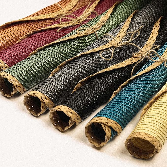 Noctiflorous Braided Round Placemats Set of 4, 15 Inch Woven Table Mats, Non-Slip Washable Thin Edge Place Mats for Kitchen Dining Table Decor (Green, 4)