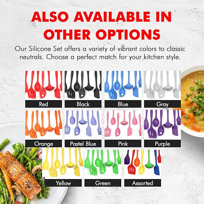 Chef Craft - Premium Silicone Kitchen Tools and Utensils Set, Non-Scratch, Withstands Temperatures up to 450°F, BPA-Free, 7 Piece Cooking Utensils Set, Black