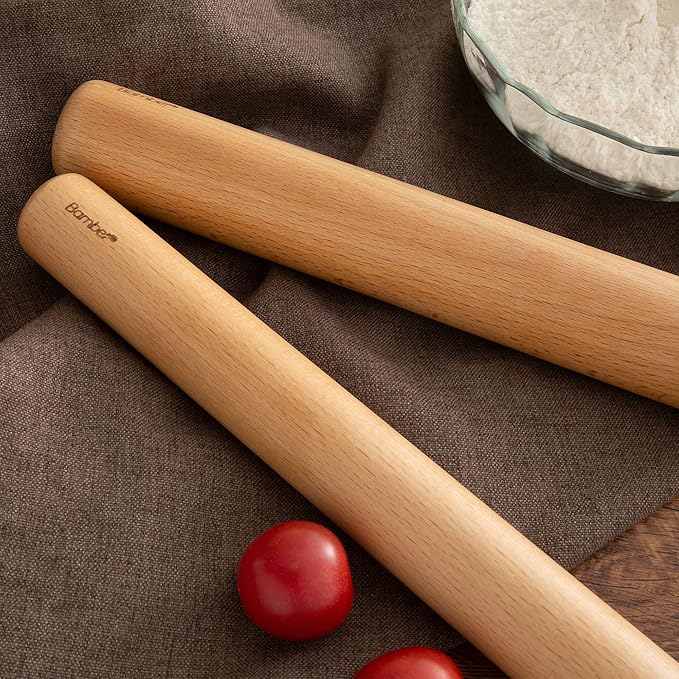Bamber Wood Rolling Pin for Baking Small Wooden Rolling Dowel Stick Dough Roller for Cookie Dumpling Pastry Pizza Tortilla, 13.4'' by 1.2''