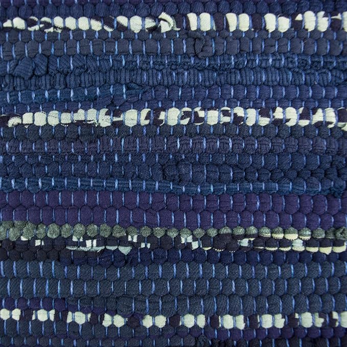 DII Handmade Chindi Tabletop, Reversible and Machine Washable, Table Runner, 14x72, Nautical Blue