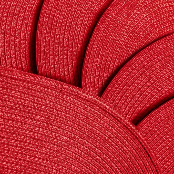 AHHFSMEI Placemats Set of 6 for Dining Table Washable Woven Non-Slip 18x12 inches Placemat Heat-Resistant Durable Table Mats for Dining Table Easy to Clean (Oval red, 6)