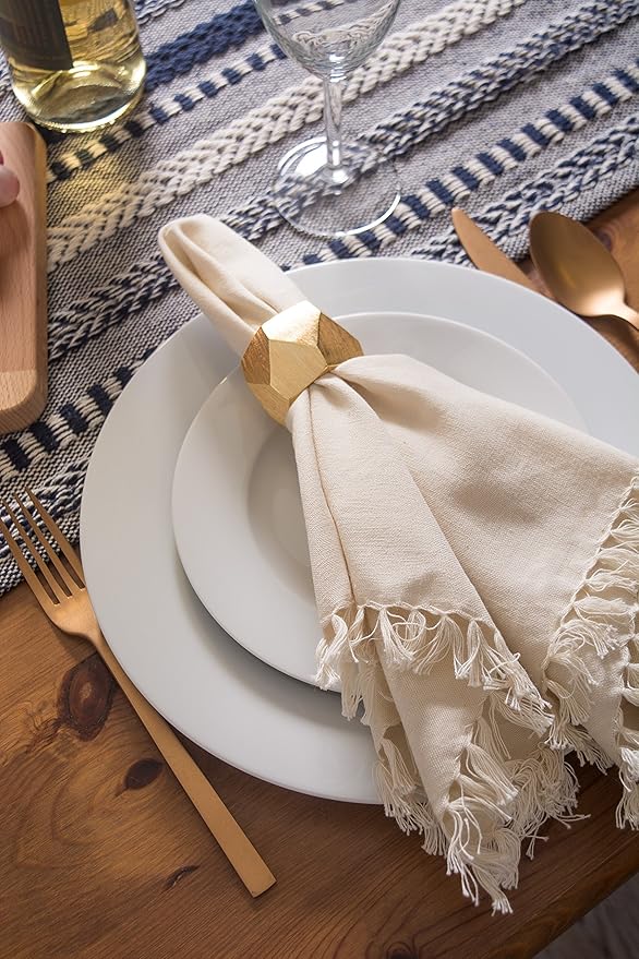 DII Farmhouse Braided Stripe Table Runner Collection, 15x108 (15x113, Fringe Included), Navy Blue