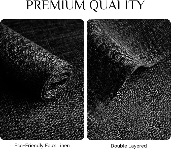 Softalker Faux Linen Placemats Set of 12-12 x 18 Inch, Heat Resistant Double Layered Durable Burlap Farmhouse Place Mats, Non-Slip Washable Rustic Table Mats for Dining, Kitchen, Party（Black