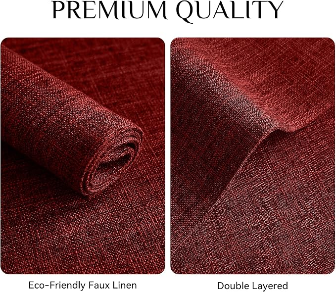 Softalker Faux Linen Placemats Set of 4-12 x 18 Inch, Heat Resistant Double Layered Durable Burlap Farmhouse Place Mats, Non-Slip Washable Rustic Table Mats for Dining, Kitchen, Party（Red