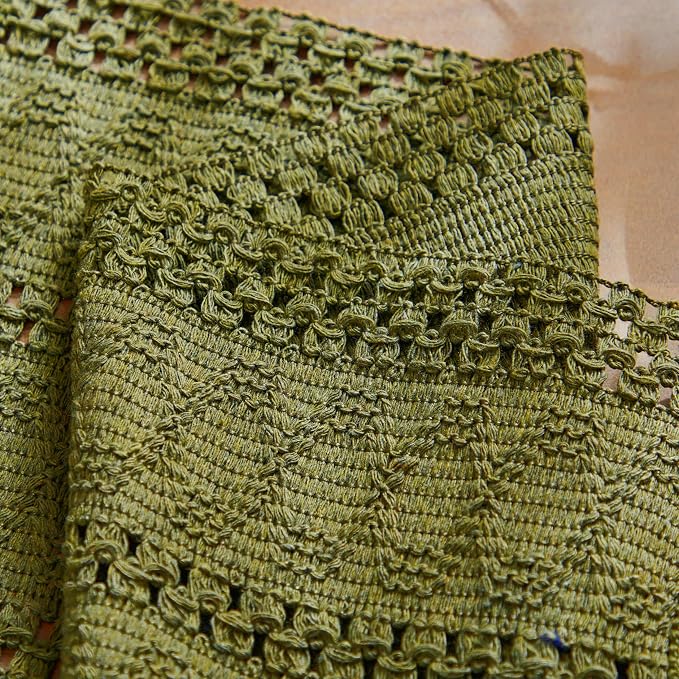 ZeeMart Macrame Style Boho Placemats Set of 6, Moss 12x20 Inch | Decorative Farmhouse Table Mats, Natural Cotton Woven Place Mats, Bohemian Home Decor for Kitchen Dining Table
