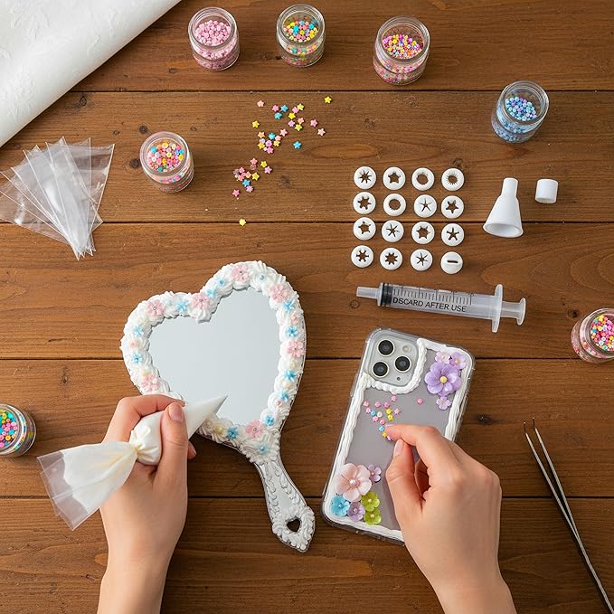 16 Pieces Original Mini Clay Nozzles Cupcake Cookie Cake Icing Piping Decor Kit, Hand Decorating Tips Accessories Precision Tools DIY Decoration with Converter Head and 10PCS Pastry Bags & Tips Set