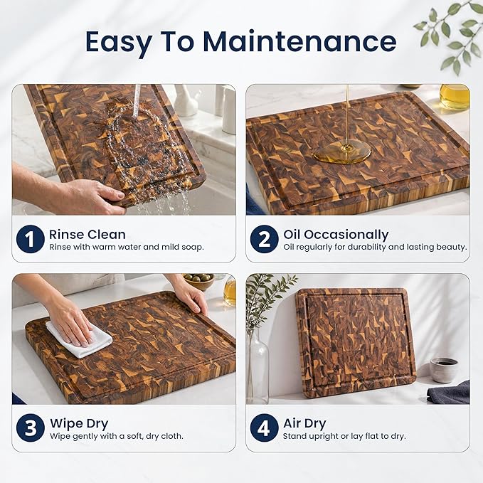 HOMESTEAD End Grain Acacia Wood Cutting Board 23x18x1.5, Reversible Butcher Block Board for Kitchen with Deep Juice Groove, Handles, Knife-Friendly Surface for Meat Chopping and Charcuterie Serving