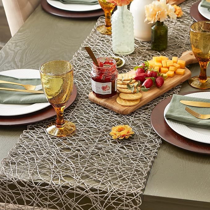 DII Woven Paper Tabletop Collection Holiday or Event Decor, Table Runner, 14x72, Gray