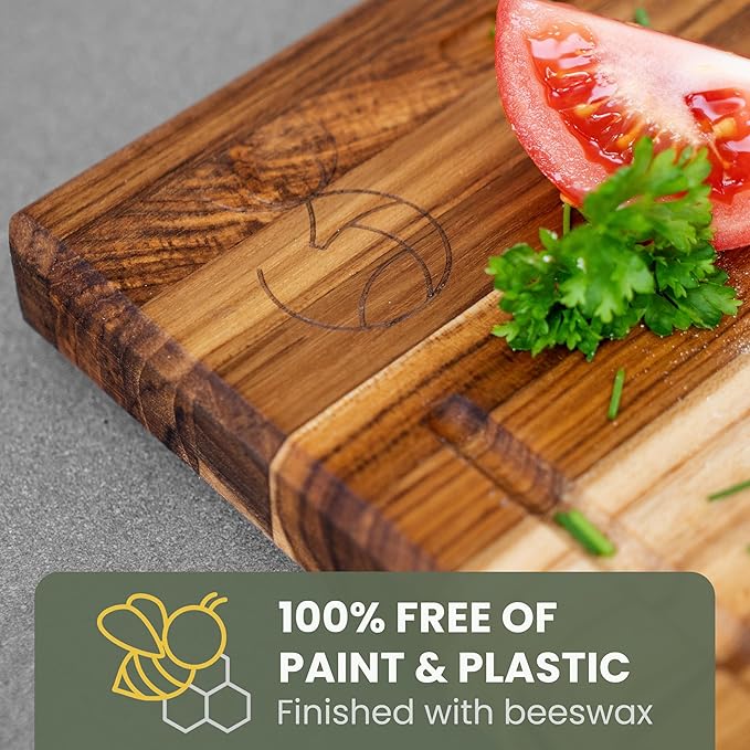 WALDWERK Large Teak Wood Cutting Board (18 x 14 x 1,2") - Solid Wood Cutting Board - Large Teak Wood Chopping Board - Wooden Butcher Block for Kitchen