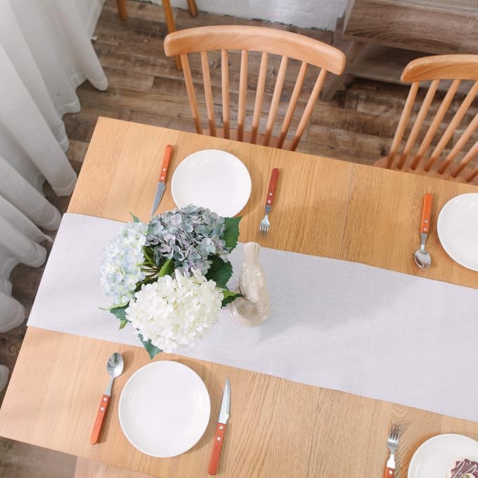 Soft Caddice Faux Linen Table Runner 2 Side for Family Dinners or Gatherings, Indoor or Outdoor Parties, Everyday Use (12 x 108, Seats 8-10 People), Beige