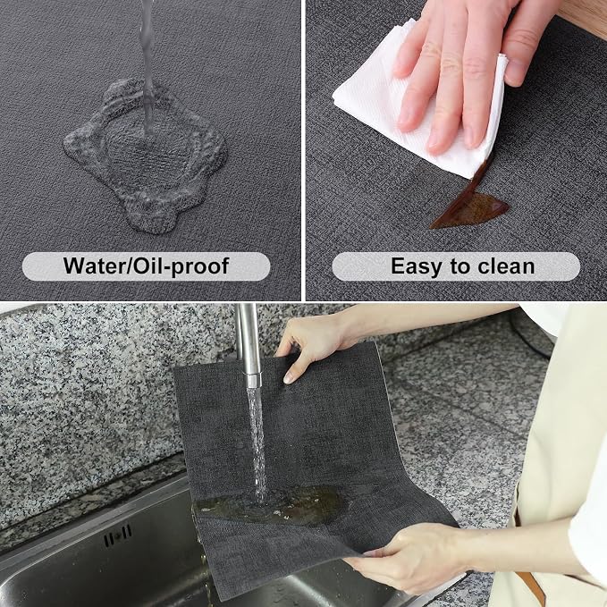 Homaxy Faux Leather Heat Resistant Placemats for Dining Table Set of 4, Waterproof Wipeable Washable PU Table Mats, Easy to Clean Anti-Slip Place Mats, 11.8" x 17", Dark Grey
