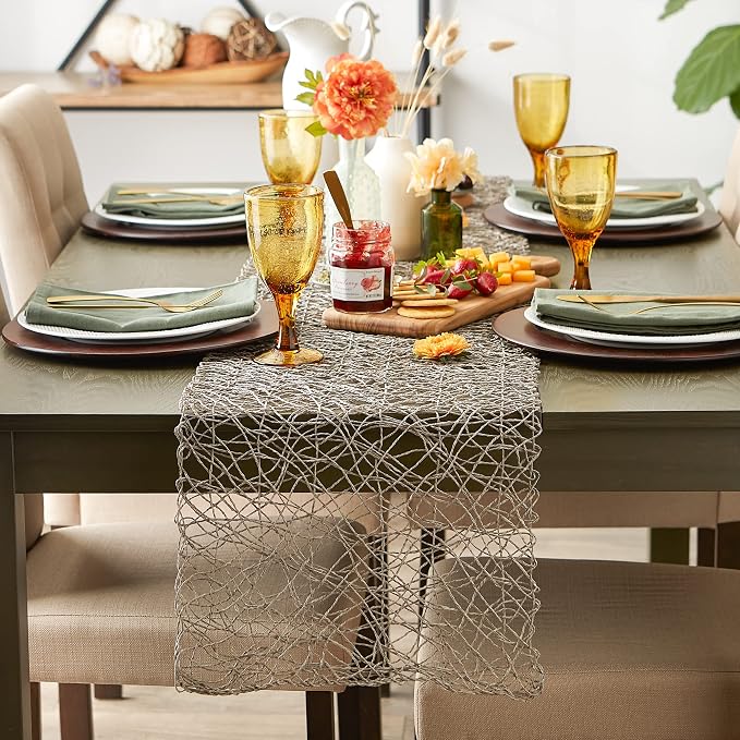 DII Woven Paper Tabletop Collection Holiday or Event Decor, Table Runner, 14x72, Gray