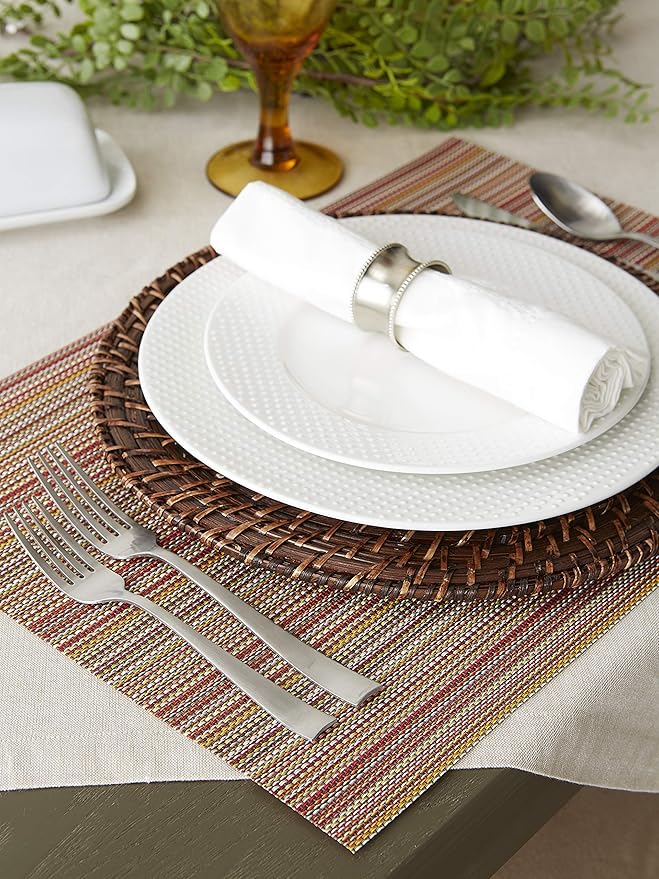 DII PVC Tabletop Collection Placemat Set, Rectangle, 13x17.25, Tango Red, 6 Piece