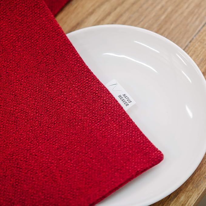 Soft Caddice Faux Linen 2 Side Table Runner, eco-Friendly Fabric Handcrafted Runner, Burgundy 12 x 48 Inch