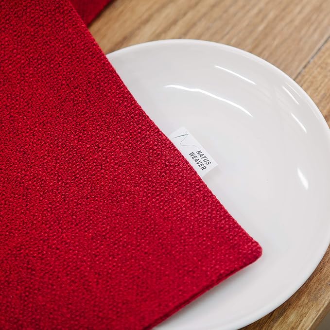 Soft Caddice Faux Linen Table Runner 2 Side for Family Dinners or Gatherings, Indoor or Outdoor Parties, Everyday Use (12 x 108, Seats 8-10 People), Burgundy