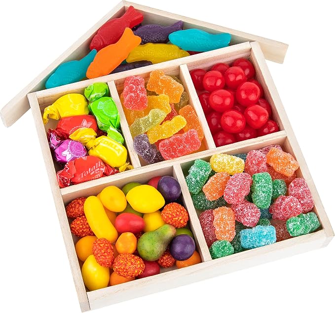 Hammont Wooden Tray – 3-Pack – House Shaped Sectional Divided Serving & Snack Platter for Appetizers, Veggies, Montessori Activities - 9"x1"x1" (House)