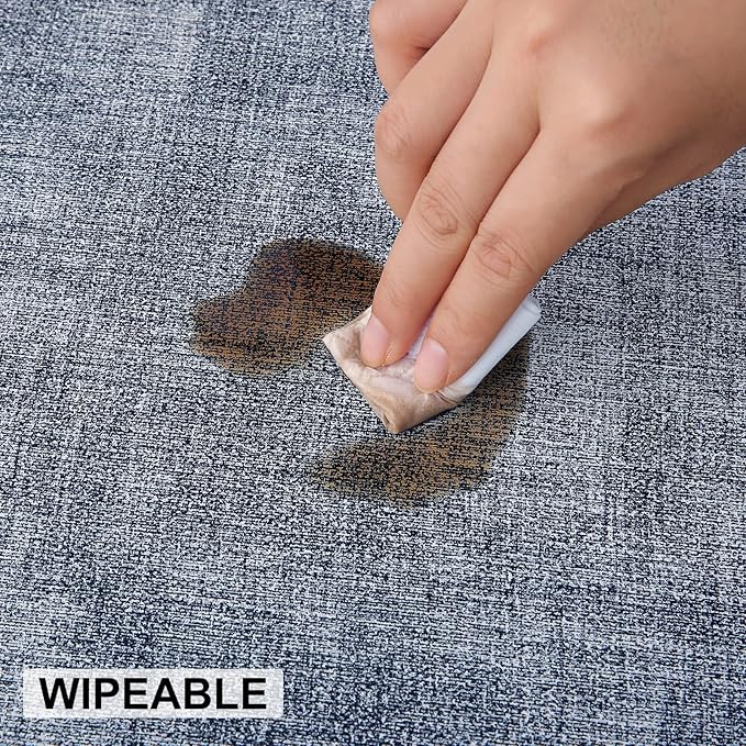 homing Faux Leather Heat Resistant Placemats 4 Packs, Waterproof Wipeable Dining PU Place Mats for Indoor & Outdoor, Easy to Clean, Denim Blue