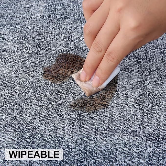 homing Faux Leather Heat Resistant Placemats 8 Packs, Waterproof Wipeable Dining PU Place Mats for Indoor & Outdoor, Easy to Clean, Denim Blue