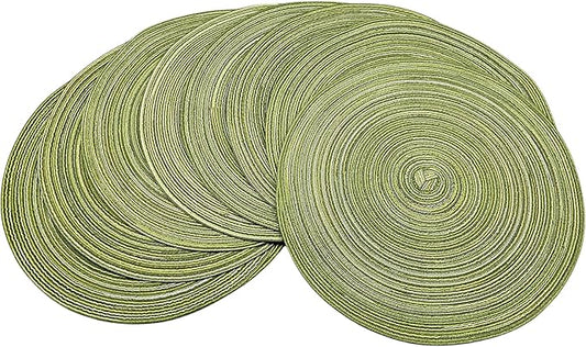 Red-A, Placemats, Round Placemats for Dining Table Set of 8 Woven Heat Resistant Non-Slip Kitchen Table Mats Diameter 14 Inch(Green)