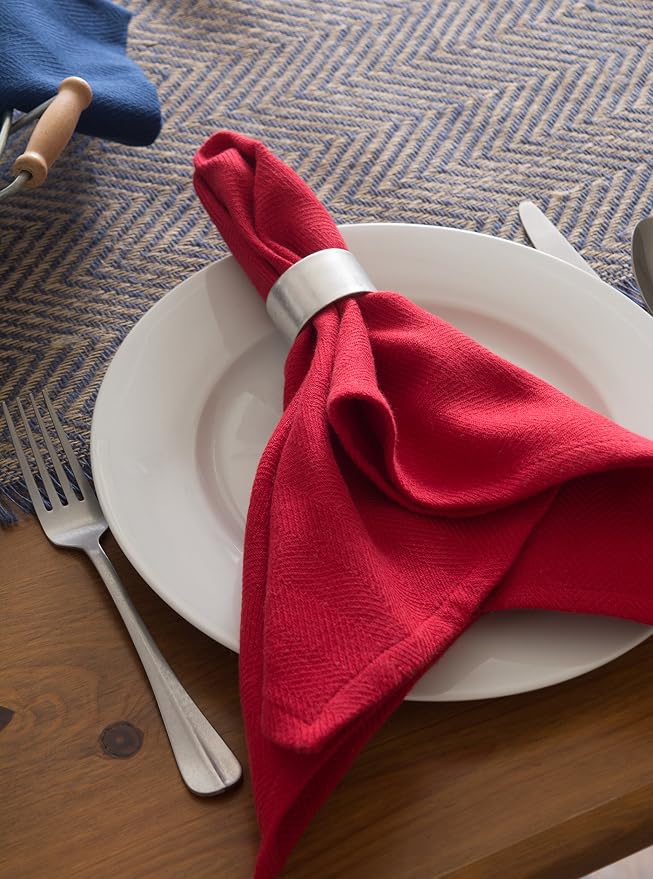 DII Jute Burlap Collection Kitchen Tabletop, Table Runner, 14x72, Chevron Blue