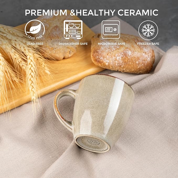 GBHOME Ceramic Coffee Mugs Set of 6, 12oz Stoneware Coffee Mugs Set For Dad Mom Women MEN, Light Weight Coffee Cups for Latte/Tea/Beer/Hot Cocoa, Dishwasher & Microwave Safe