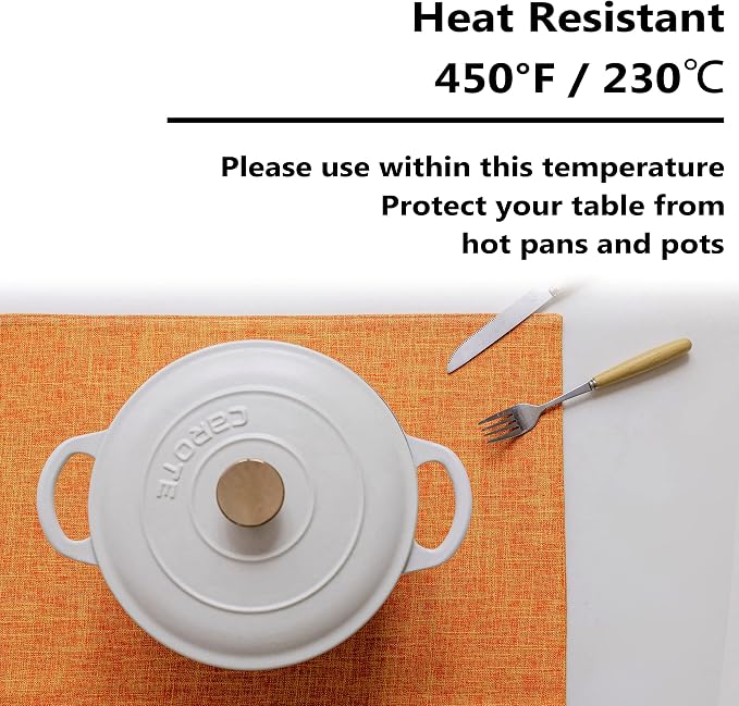 Home Brilliant Cloth Placemats Set of 8 Heat Resistant Dining Table Place Mats for Kitchen Table Dinner Party Decorations, 13 x 19 inches, Orange