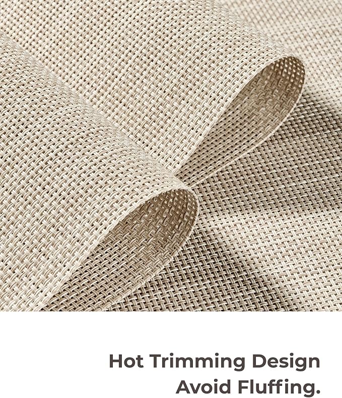 Leetaltree Beige White Placemats Set of 8 - Heat Resistant Non-Slip Place mats for Dining Table, Washable Durable PVC Vinyl Woven Table Mats(Beige White, 8)