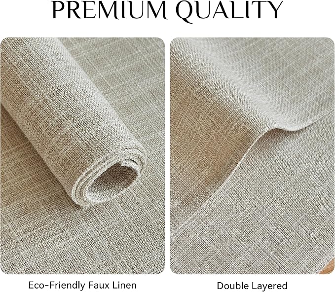 Softalker Faux Linen Placemats Set of 8-12 x 18 Inch, Heat Resistant Double Layered Durable Burlap Farmhouse Place Mats, Non-Slip Washable Rustic Table Mats for Dining, Kitchen, Party（Cream