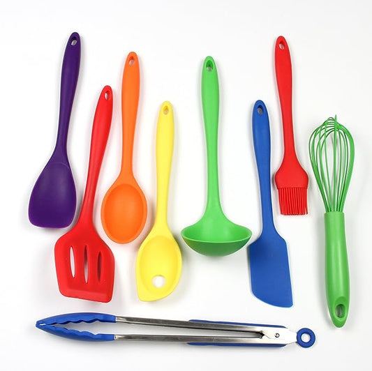 Chef Craft 9 Piece Multicolor Premium Silicone Kitchen Tool Set (42088)